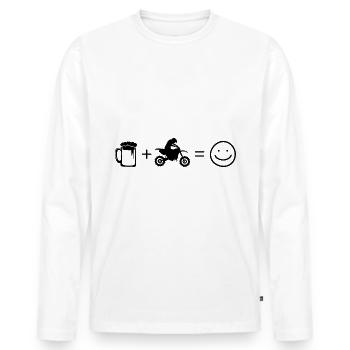 Beer Smile Face and Motorcycle - (MOTORCYCLE) - Men's Premium Organic Long Sleeve Shirt - white - Front - Nico (187cm)