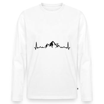 Herzschlagberg und Kaffee - - Männer Premium Bio Langarmshirt - Weiß - Vorne - Nico (187cm)