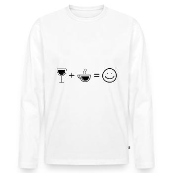 Wein Smile Face und Kaffee - - Männer Premium Bio Langarmshirt - Weiß - Vorne - Nico (187cm)