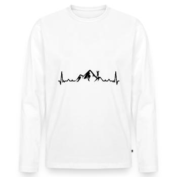 Heartbeat Mountain and Golf - - Men's Premium Organic Long Sleeve Shirt - white - Front - Nico (187cm)