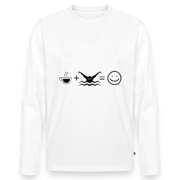 Kaffee Smile Face und Schwimmen - - Männer Premium Bio Langarmshirt - Weiß - Vorne - Nico (187cm)