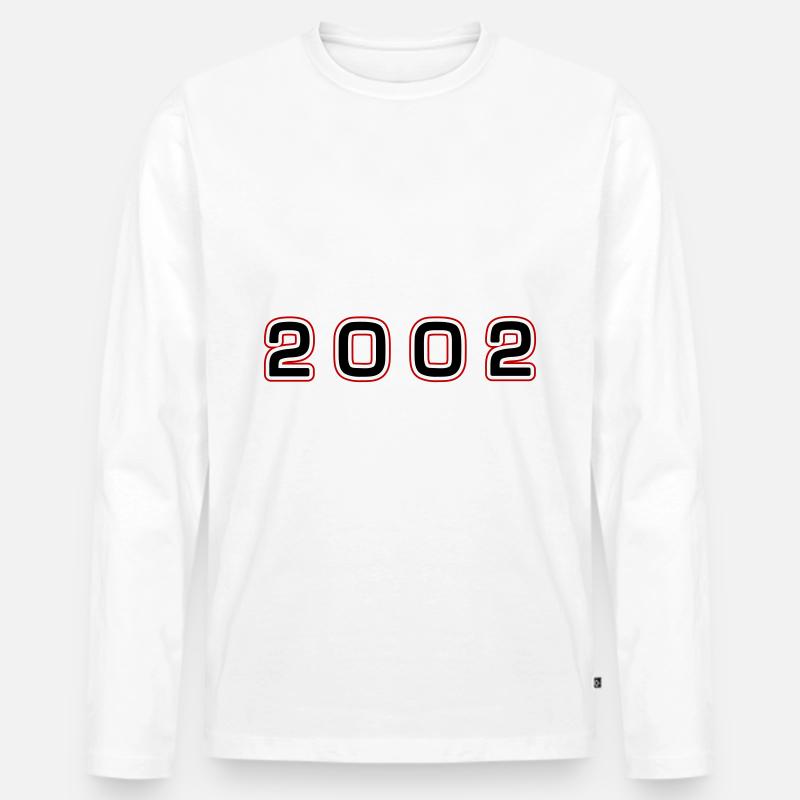 2002 Jahr Zahl - Männer Premium Bio Langarmshirt - Weiß