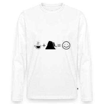 Kaffee Smile Face und Klettern 1 - - Männer Premium Bio Langarmshirt - Weiß - Vorne - Nico (187cm)