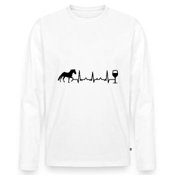 Heartbeat-Wein und Pferd - (3) - Männer Premium Bio Langarmshirt - Weiß - Vorne - Nico (187cm)