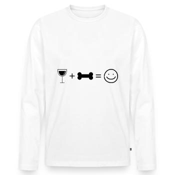 Wine Smile Face and Dog 4 - - Men's Premium Organic Long Sleeve Shirt - white - Front - Nico (187cm)