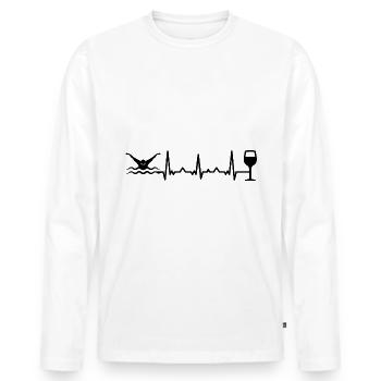Vin heartbeat et natation - - T-shirt manches longues Premium bio Homme - blanc - Devant - Nico (187cm)