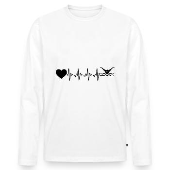 Herzschlagherz und Schwimmen - - Männer Premium Bio Langarmshirt - Weiß - Vorne - Nico (187cm)
