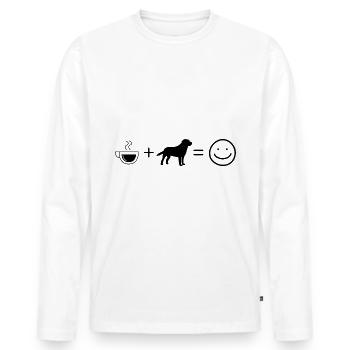 Coffee Smile Face and Dog - - Men's Premium Organic Long Sleeve Shirt - white - Front - Nico (187cm)