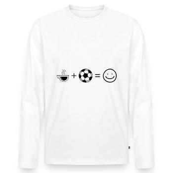 Kaffee Smile Face und Fußball - - Männer Premium Bio Langarmshirt - Weiß - Vorne - Nico (187cm)