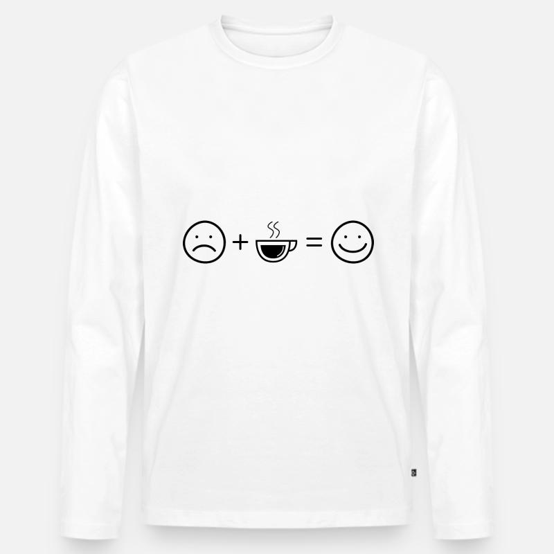 Smile Face und Kaffee - - Männer Premium Bio Langarmshirt - Weiß
