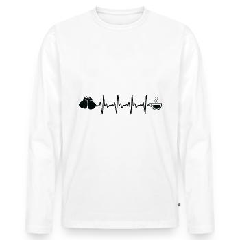 Gants de boxe Coffee Heartbeat - BO - T-shirt manches longues Premium bio Homme - blanc - Devant - Nico (187cm)
