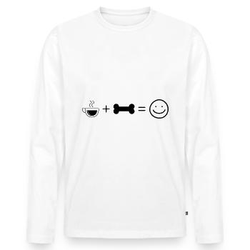 Coffee Smile Face and Dog 4 - - Men's Premium Organic Long Sleeve Shirt - white - Front - Nico (187cm)