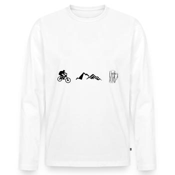 Radfahren, Berge und Bier - - Männer Premium Bio Langarmshirt - Weiß - Vorne - Nico (187cm)