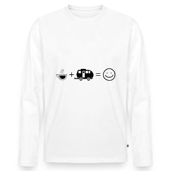 Coffee Smile Face and Camping 2 - - Men's Premium Organic Long Sleeve Shirt - white - Front - Nico (187cm)