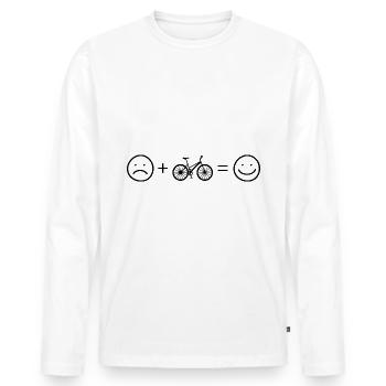Smile Face and Bike - - Men's Premium Organic Long Sleeve Shirt - white - Front - Nico (187cm)