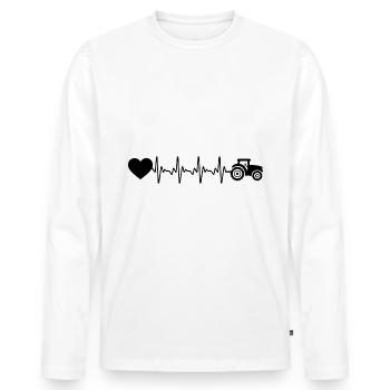 Cœur de battement de cœur et tracteur - - T-shirt manches longues Premium bio Homme - blanc - Devant - Nico (187cm)
