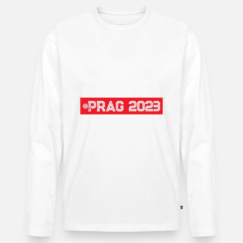 Prag 2023 - Männer Premium Bio Langarmshirt - Weiß