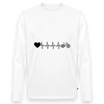 Heartbeat heart and ebike - - Men's Premium Organic Long Sleeve Shirt - white - Front - Nico (187cm)