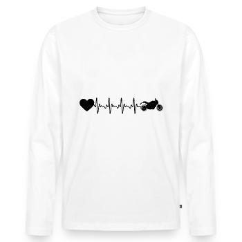 Herzschlagherz und Motorrad - (MOTORRAD) - Männer Premium Bio Langarmshirt - Weiß - Vorne - Nico (187cm)