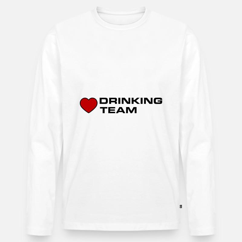 Drinking Team Herz - Männer Premium Bio Langarmshirt - Weiß