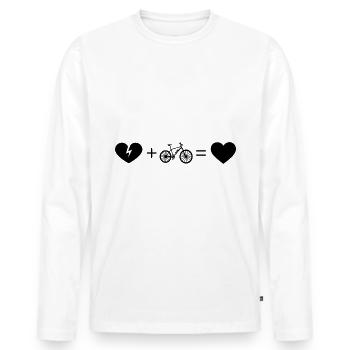 Gebrochenes Herz Herz und E-Bike - - Männer Premium Bio Langarmshirt - Weiß - Vorne - Nico (187cm)