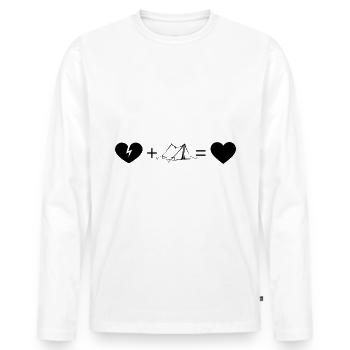 Heart Broken Heart and Camping 1 - - Men's Premium Organic Long Sleeve Shirt - white - Front - Nico (187cm)