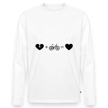 Broken Heart Heart and Cycling - - Men's Premium Organic Long Sleeve Shirt - white - Front - Nico (187cm)