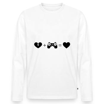 Heart Broken Heart and Gaming - - Men's Premium Organic Long Sleeve Shirt - white - Front - Nico (187cm)