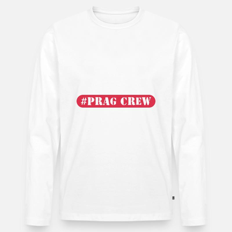 Prag Crew - Männer Premium Bio Langarmshirt - Weiß