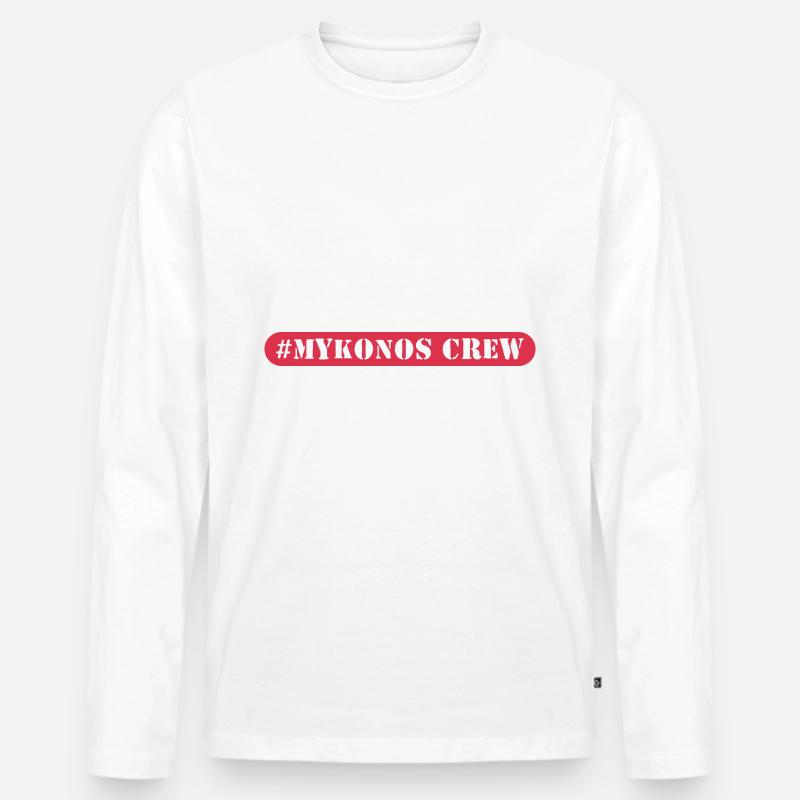 Mykonos Crew - Männer Premium Bio Langarmshirt - Weiß