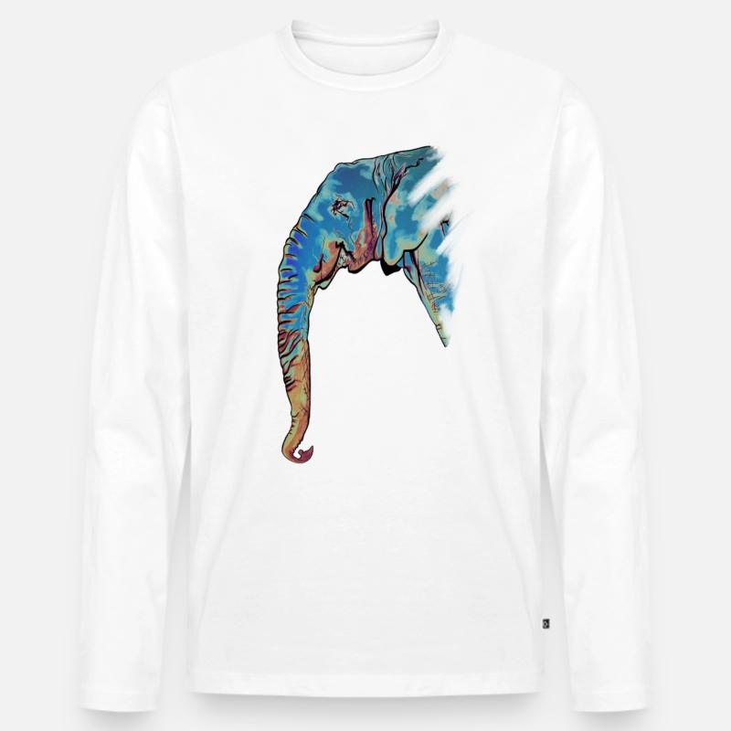 Elefant-Design - Männer Premium Bio Langarmshirt - Weiß