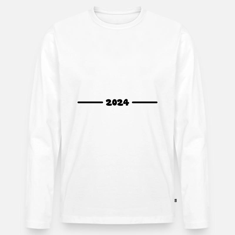 2024 Jahr - Männer Premium Bio Langarmshirt - Weiß