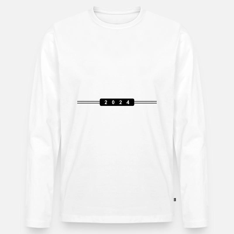 2024 Jahr - Männer Premium Bio Langarmshirt - Weiß