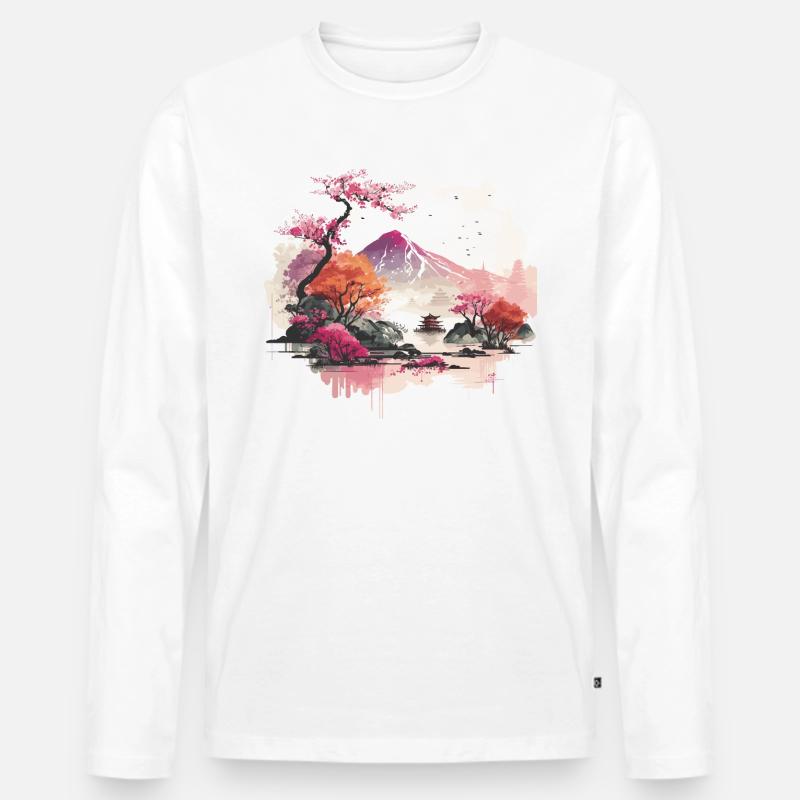 Holzschnitt - Männer Premium Bio Langarmshirt - Weiß