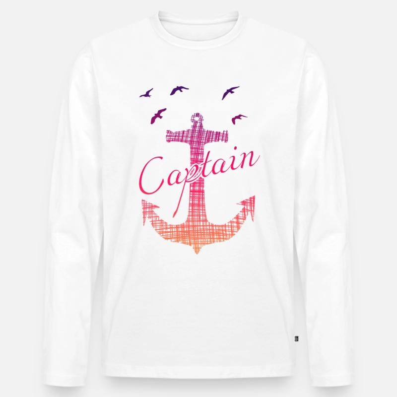 Captain sailing boat - Männer Premium Bio Langarmshirt - Weiß