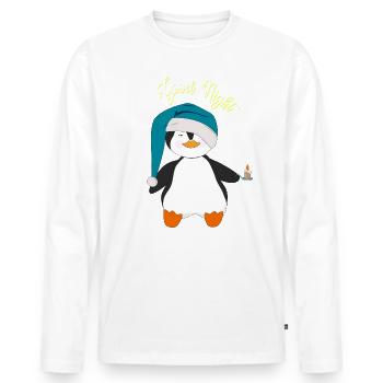 Penguin Good Night - Men's Premium Organic Long Sleeve Shirt - white - Front - Nico (187cm)