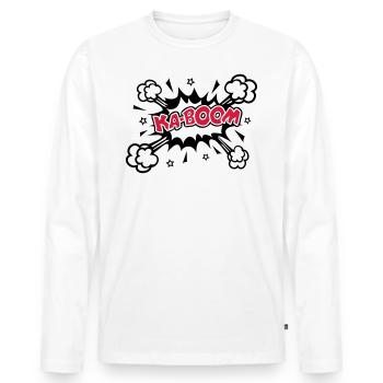 KABOOM, comic speech bubble, cartoon, word balloon - Men's Premium Organic Long Sleeve Shirt - white - Front - Nico (187cm)