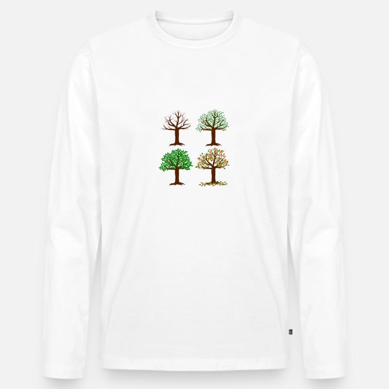 JAHRESZEIT Bäume - Männer Premium Bio Langarmshirt - Weiß