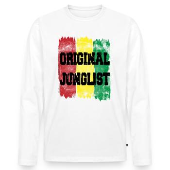 Original Junglist Rouge Jaune Vert DNB Drum n Bass - T-shirt manches longues Premium bio Homme - blanc - Devant - Nico (187cm)