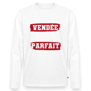 cadeau marrant mec parfait Vendée vendéen - T-shirt manches longues Premium bio Homme - blanc - Devant - Nico (187cm)