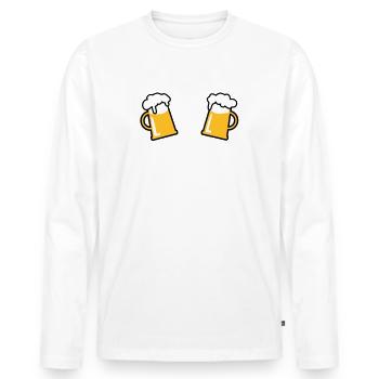 80 Totenkopf Skull 2 Mass Bier Flügel Beer Wings - Männer Premium Bio Langarmshirt - Weiß - Vorne - Nico (187cm)