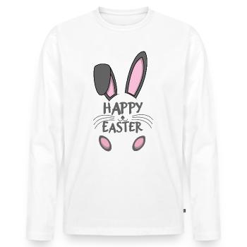 Joyeux lapin de Pâques - T-shirt manches longues Premium bio Homme - blanc - Devant - Nico (187cm)