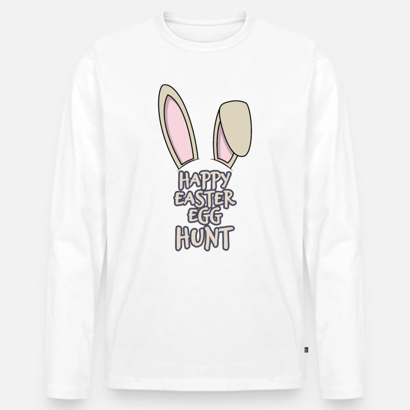 Happy Easter Egg Hunt - Männer Premium Bio Langarmshirt - Weiß