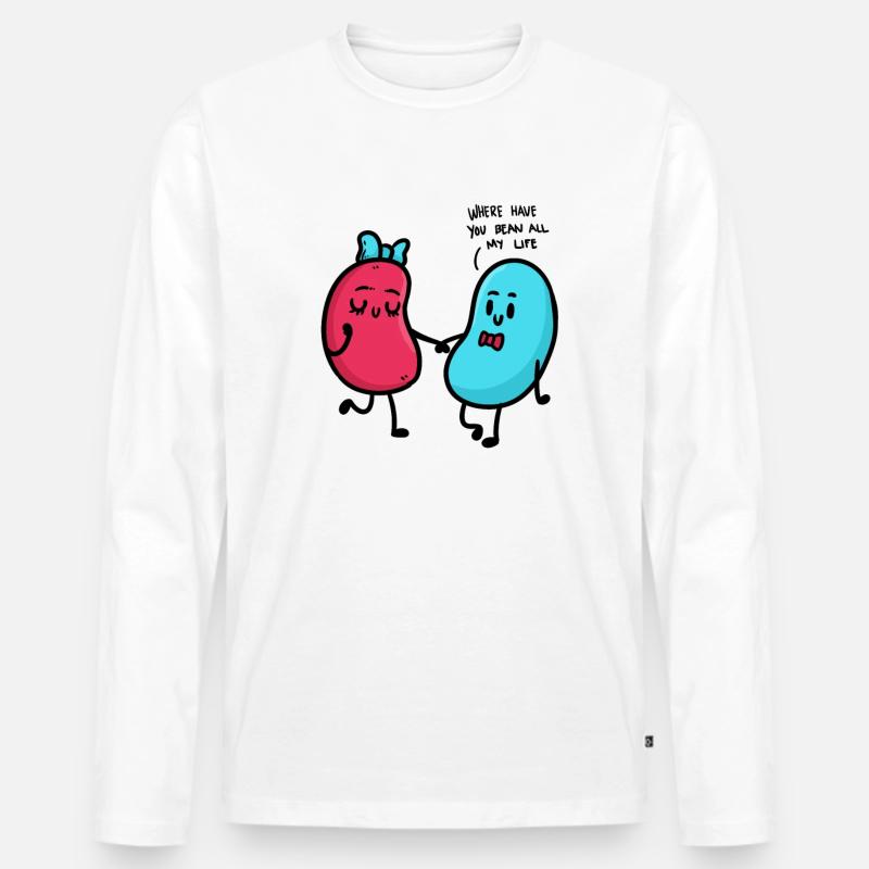 Bean's Partner - Männer Premium Bio Langarmshirt - Weiß
