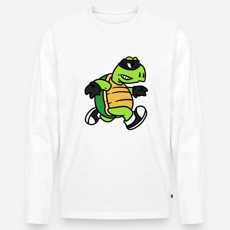 Turtle thief, Schildkröten Räuber - Männer Premium Bio Langarmshirt - Weiß