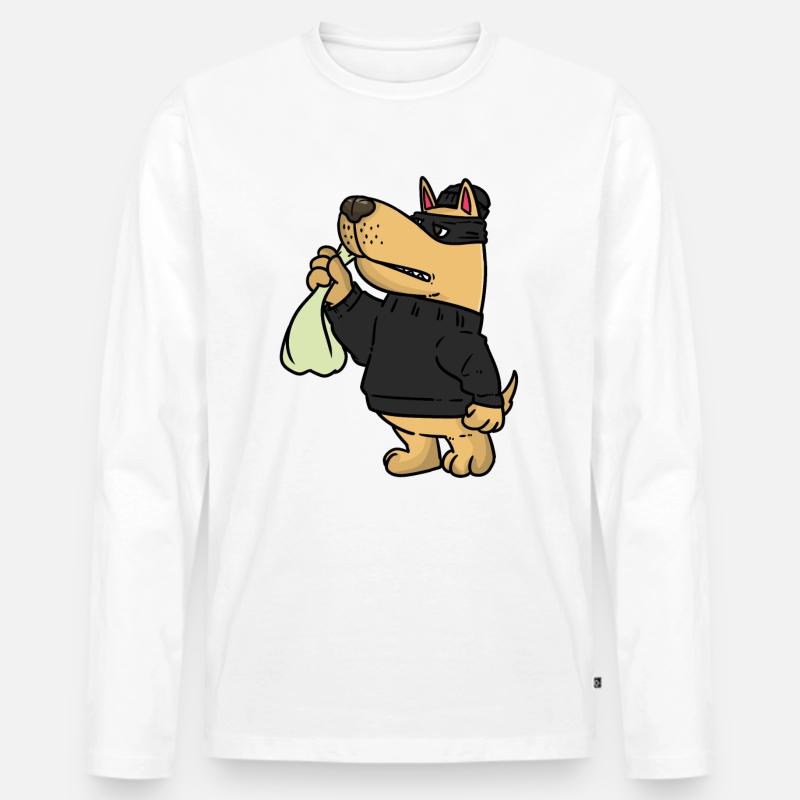 Dog Robber , Hunde Räuber - Männer Premium Bio Langarmshirt - Weiß