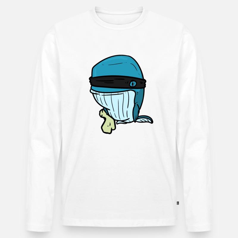Robber Whale , Räuber Wal - Männer Premium Bio Langarmshirt - Weiß