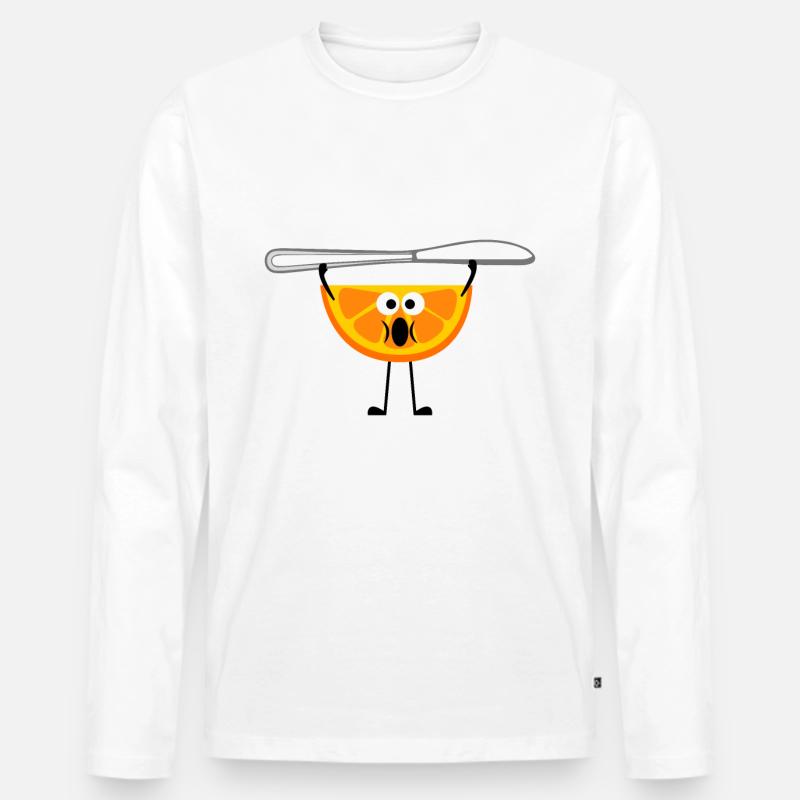 Orange and Knife - Männer Premium Bio Langarmshirt - Weiß