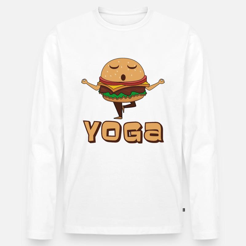 Yoga Burger - Männer Premium Bio Langarmshirt - Weiß