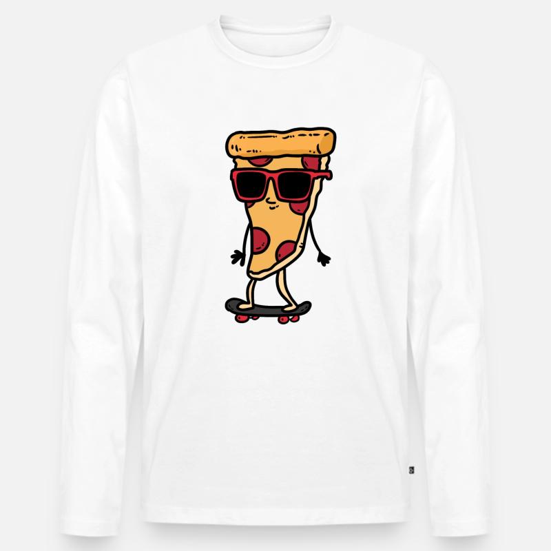 Pizza Skateboard - Männer Premium Bio Langarmshirt - Weiß